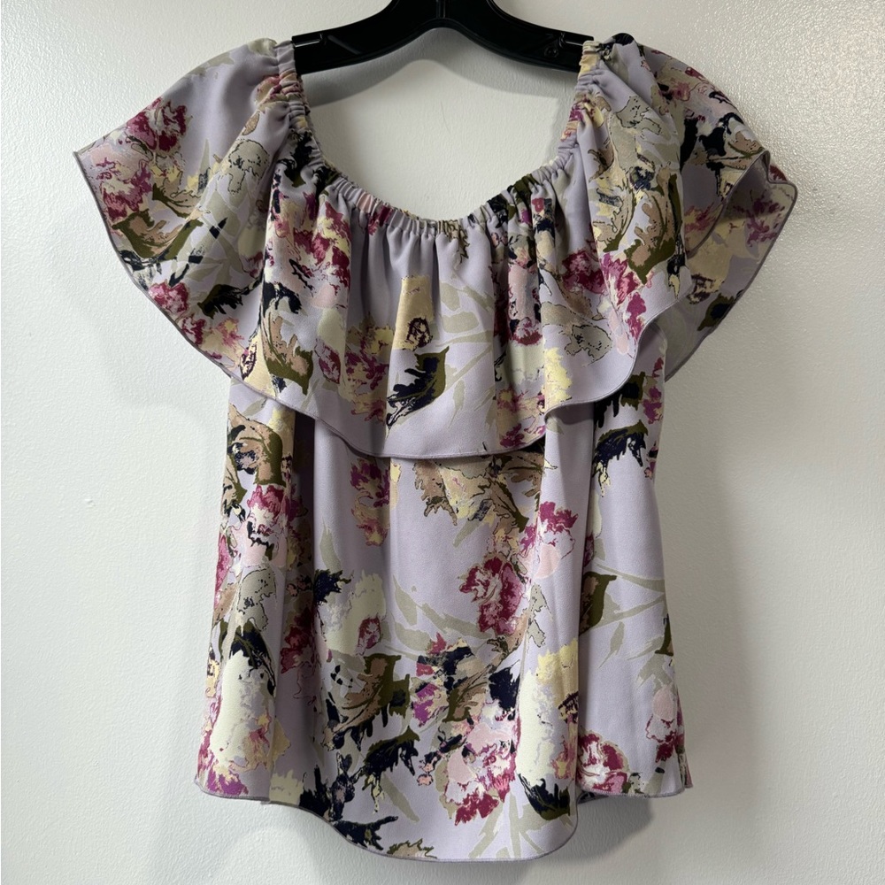Wilfred Aritzia Promener Floral Off Shoulder Blouse Silk Trim Size Small - Picture 1 of 11
